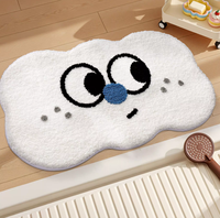 Tapis de salle de bain et d'hôtel floqué, mignon, à motif de dessin animé, épais, en microfibre, antimicrobien, doux pour les animaux, absorbant l'eau, antidérapant