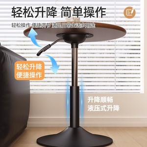 Modern Minimalist Round Coffee <b>Table</b> Wood Top Metal Frame Height Adjustable For Living Room <b>Sofa</b> <b>Side</b> <b>Table</b> - Product Image 4