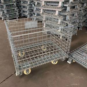 כלוב מתכת קריסת מגולוון עם גלגלי רשת רשת תיל מרותכת צורה חור מרובע לשימוש גדר - Product Image 4