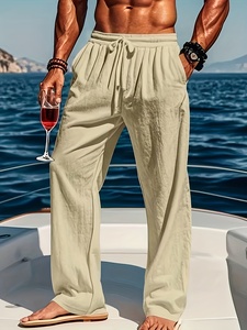 Nuovi <span class=keywords><strong>Pantaloni</strong></span> Estivi da Uomo Casual <span class=keywords><strong>in</strong></span> Maglia, Comodi e Larghi, a Gamba Larga, per Vacanze Hawaii, <span class=keywords><strong>con</strong></span> Coulisse ed <span class=keywords><strong>Elastico</strong></span> <span class=keywords><strong>in</strong></span> <span class=keywords><strong>Vita</strong></span> - Product Image 3
