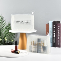 Accepter Logo Personnalisé Givré Transparent Sacs à Cosmétiques en Vinyle PVC Scellé Pochette de Maquillage pour les Articles de Toilette de Voyage avec Fermeture Éclair