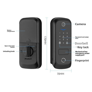 Système de serrure de porte intelligente <span class=keywords><strong>Tuya</strong></span> Ttlock <span class=keywords><strong>Aqara</strong></span> avec sonnette électronique extérieure, biométrie numérique RFID et lecteur d'empreintes digitales pour pêne dormant unique - Product Image 4