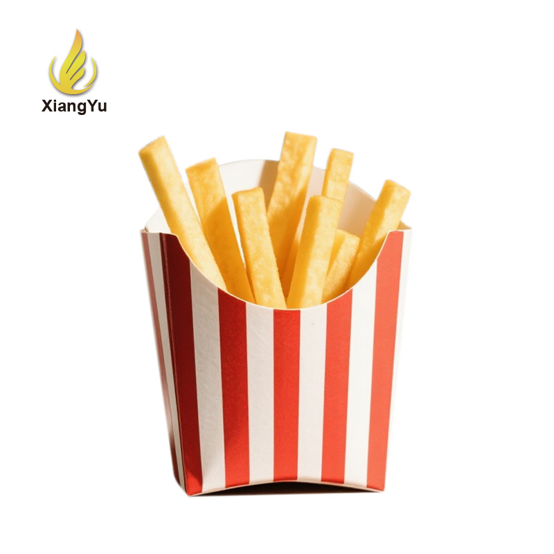 Recyclable Customized Size Packaging Kraft Paper Cup for French Fries Chips Snakes for Snack bar