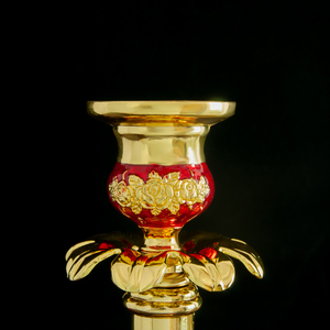 HT Lámpara de Vigilia Ortodoxa, Portavelas Chapado en Oro, Iglesia de Oración de Jesús, Candelabro de Mesa PARA EL Hogar con Taza de Vidrio de Aceite, Ritual Religioso - Product Image 4