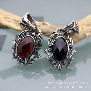 yunnique Stainless Steel <b>Red</b> Gemstone Teardrop Pendant Solitaire For Men And Women Fashion Necklace Charm - Product Image 2
