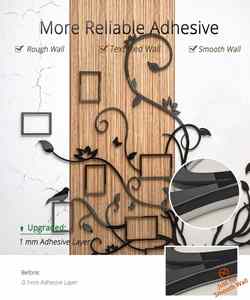 Décoration murale Arbre généalogique pour salon, collage d'images 3D amovible, autocollants acryliques DIY avec tête de cerf et citation - Product Image 5