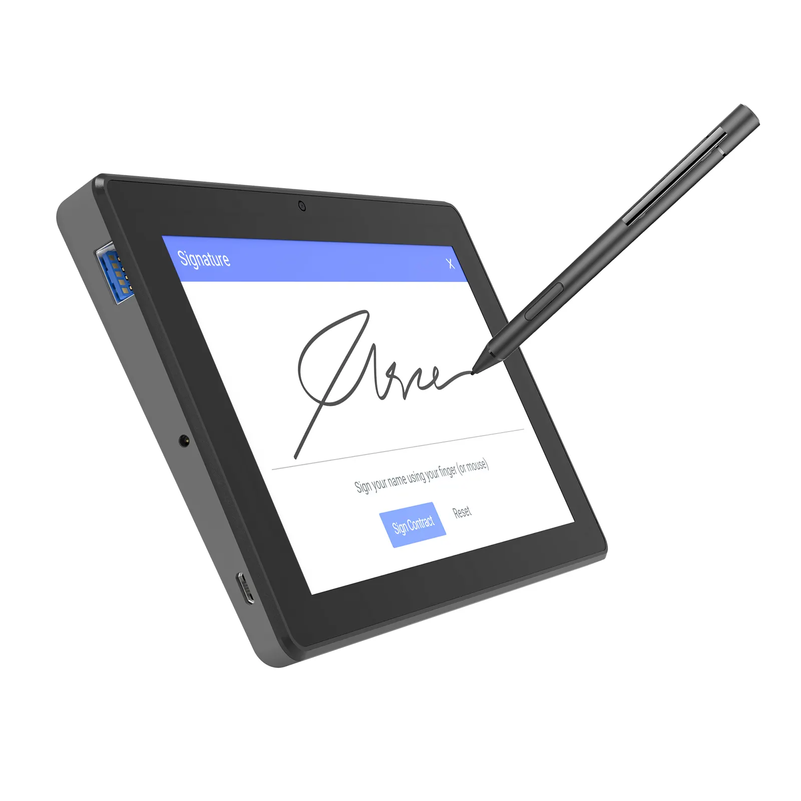 7Inch Tablet Wifi Digitale Handtekening Tablet Pc Twee Usb-poort Qr Code Scannen Camera Handtekening Pad Voor Toonbank