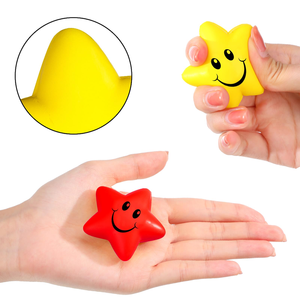 Balles anti-stress étoiles en mousse de 5,5 cm, jouets à presser en forme d'étoile souriante pour le soulagement du stress, jouets sensoriels pour la salle de classe, récompenses et cadeaux de fête - Product Image 4