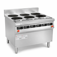 Cuisinière à induction commerciale Winmost Heavy Duty à 6 brûleurs en acier inoxydable certifiée ETL, contrôle de la zone double, équipement facile à nettoyer