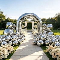 Arche miroir gonflable, arche gonflable miroir argentée pour la décoration de mariage, d'événements et de fêtes