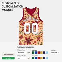 Maillots de basket personnalisés en polyester 100% avec broderie florale, nom et numéro personnalisés, écologiques et respirants pour équipes de compétition adultes
