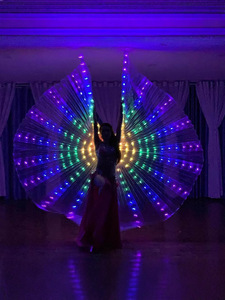 Ali Dorate Luminose a LED per Danza del Ventre |   Mantello Arcobaleno con Perline in 5 Colori per Spettacoli Teatrali e Sfilate - Product Image 3