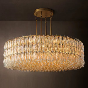 Large Round Modern Chandelier For Villa Hotel Living Room American Designer Big Clear Glass Luxury High Quality Glass Chandelier - Product Image 1