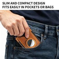 Dompet Kartu Otomatis Berbahan Aluminium dan Kulit Asli Crazy Horse Full Grain dengan Tempat untuk Airtag