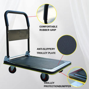 Chariot à plateforme pliable robuste, chariot à main pliable avec poignée en métal, chariot d'entrepôt industriel avec 4 roues - Product Image 4