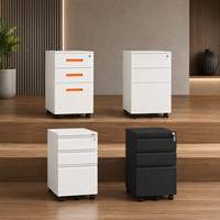 Armoire de rangement mobile pour bureau avec roulettes, en acier, 3 tiroirs, armoire roulante en acier avec poignée en forme de col de cygne pour la maison et le bureau