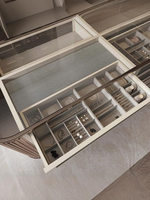 Lambert Nakajima, Origine Espagne, Rideau de protection de table, Vitrine transparente, Rail de tiroir dissimulé, Tiroir coulissant