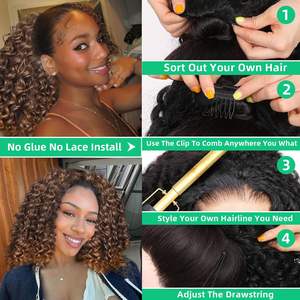 Pelucas <span class=keywords><strong>Afro</strong></span> Rizadas para Mujeres Negras, Peluca Rizada, Fibra Sintética, Aspecto Natural, Sin Pegamento, para Uso Diario - Product Image 4