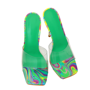 Nouvelles pantoufles tendance 2023 à talons hauts, scintillantes, transparentes et multicolores, antidérapantes, polyvalentes pour la rue - Taille 35-42 - Product Image 5