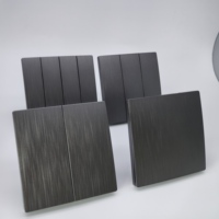 Interruptor de pared negro clásico de Diseño de Moda de fabricante sin marco de dos bandas estándar británico para uso doméstico comercial