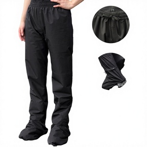 Pantalon de pluie imperméable unisexe WOSAWE avec couvre-chaussures, 100% polyester, vêtements de sport d'extérieur, noir - Product Image 3