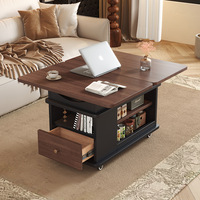 Table d'appoint réglable pour salon, table pivotante pour ordinateur portable, table basse en bois
