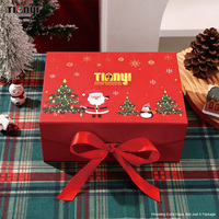 Boîte cadeau magnétique rigide pliable personnalisée avec ruban et logo pour emballages cadeaux de Noël, de mariage, d'anniversaire et de fêtes