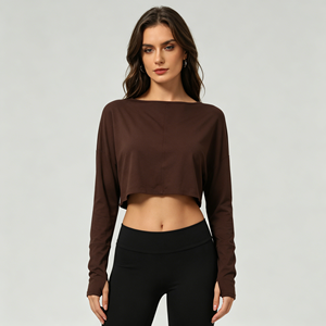 Camiseta Deportiva Holgada de Manga Larga - Top de Yoga con Espalda Descubierta, Camiseta de Gimnasio de Secado Rápido para Correr, Bailar y Entrenamiento al Aire Libre - Product Image 6