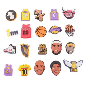 hot sport teams LA Clog charms rubber decoration charms custom made shoes PVC Clog accessories basketball teams charms