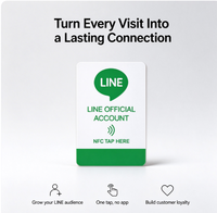 Carte de membre NFC Officielle LINE – Appuyez ici pour accéder à votre compte – PVC étanche – Avis instantanés sur les réseaux sociaux – Vente en gros pour restaurants et cafés