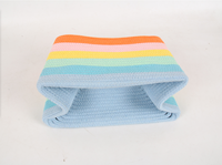 Panier de rangement rectangulaire pliable en corde de coton tressée à rayures arc-en-ciel, écologique, avec poignées, pour jouets d'enfants, vêtements, chambre d'enfant, salon