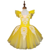 Gaun Tutu Balet Tulle Lembut Profesional untuk Anak Perempuan, Pakaian Tari Klasik Pompadour untuk Pertunjukan