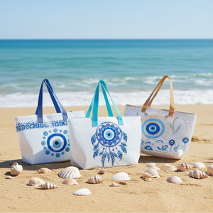 Borsa da spiaggia impermeabile in PVC con stampa digitale 61x38x25cm con tracolla per donna, uso estivo - Product Image 1
