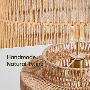 Lámpara Colgante de <span class=keywords><strong>Cuerda</strong></span> Tejida a Mano Multicapa, Estilo Bohemio Minimalista, Redonda, Altura Ajustable, Superventas - Product Image 2