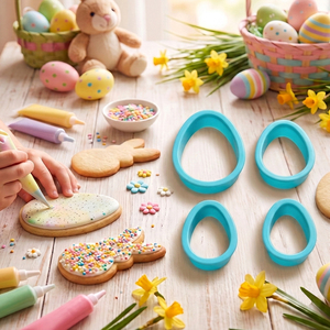 Kunststoff-Spritzguss Osterhase Ausstechformen Set mit 4 Stück, Kunststoff-Keksausstecher-Set für Kinder-Backen und Zuckerguss - Product Image 3