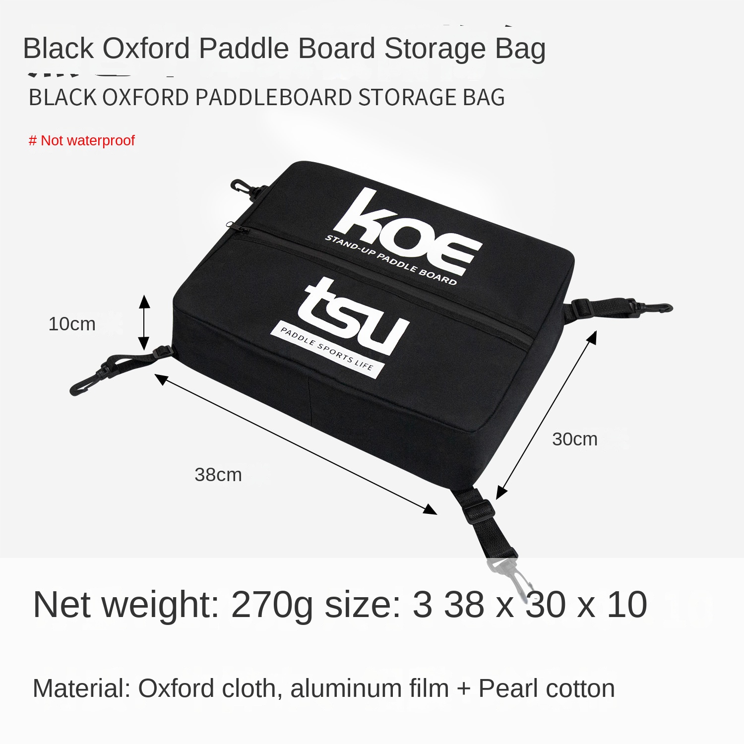 Sac de rangement pour planche à pagaie Oxford noir