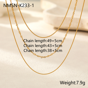 Collar de acero inoxidable - no se desvanece. Cadena sencilla de tres hilos en capas para mujer. Nuevo producto de otoño/invierno, cadena para cuello de 18k. - Product Image 3