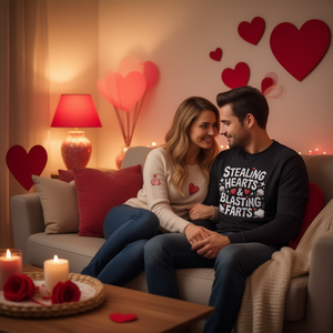 T-shirt à manches longues « Stealing Hearts And Blasting Farts », cadeau amusant pour la Saint-Valentin - Product Image 3