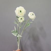 Bunga Peony Sutra Buatan 3 Kepala 49cm Grosir dengan Bunga Teratai Berumbai untuk Dekorasi Pernikahan, Pesta Rumah