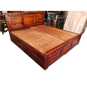 Cama de madera de Sheesham artesanal más vendida con caja de almacenamiento lateral, tamaño King, cama de madera Royal Bed India a precio de mayoreo. - Product Image 1