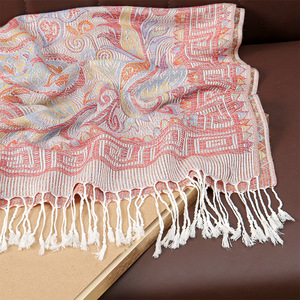 Classical Vintage Design <strong>Paisley</strong> Cashew Flower <strong>Scarf</strong> Tassel Slit Colorful Shawl High Definition Jacquard <strong>Scarf</strong> for Women - Product Image 3
