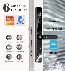 Serrure intelligente étanche TTLock avec application, serrure à empreinte digitale étroite pour porte coulissante en aluminium, compatible Tuya Wifi - Product Image 2