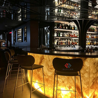 Meubles de restaurant sur mesure, pierre translucide professionnelle, éclairage LED, meubles de boîte de nuit, comptoir de bar