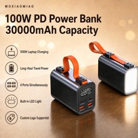 Batterie externe 30000mAh 100W PD avec double port USB-C et double port USB-A pour ordinateur portable, téléphone et tablette