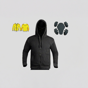 Hoodie de moto pour homme avec protection intégrale du corps, épaules, coudes, dos, doublure respirante en fibre d'aramide, techniques d'impression - Product Image 3