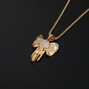 Mano Hip Hop Animal elefante no deslustre Zirconia cúbica no deslustre impermeable Acero inoxidable joyería de moda colgantes hombre - Product Image 4