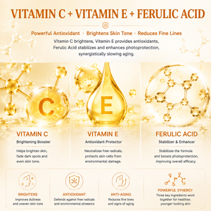 Siero Viso Antiossidante Avanzato per la Cura della Pelle, Correttore di Macchie Scure, <span class=keywords><strong>Anti</strong></span>-Età con Vitamina C ed E, Acido <span class=keywords><strong>L</strong></span>-Ascorbico e Acido Ferulico - Product Image 3