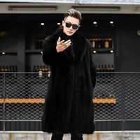 Manteau en fourrure de vison pour homme, veste longue décontractée en fausse fourrure épaisse pour l'automne et l'hiver, tendance luxe léger