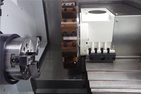 Leichman CNC mesin bubut Turret CKD52, mesin pembalik logam tempat tidur miring dengan alat 12 posisi Post CNC mesin bubut Turret
