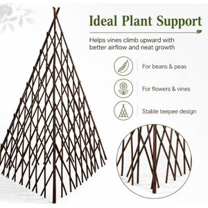 Treillis Obelisque Extensible en Saule pour Plantes Grimpantes, Support Triangulaire Écologique et Imperméable, Décoration de Jardin – Entrepôt USA - Product Image 5